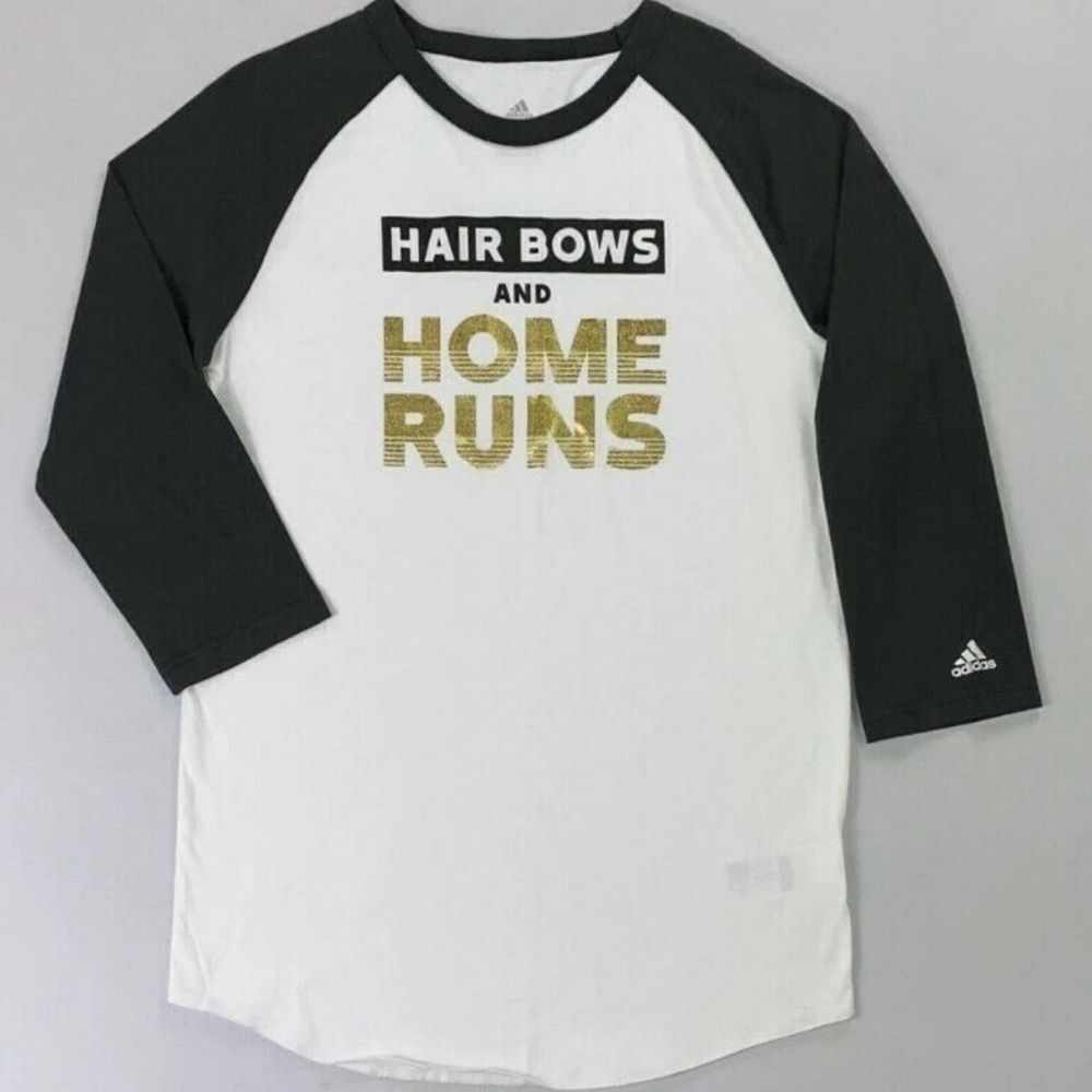 Girl's Youth SZ L Adidas 3/4 Sleeve Graphic Tee Shirt Baseball Softball Sporty